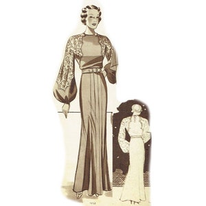 Vintage 40&quot;/102cm bust size 1930s formal evening dress sewing pattern.