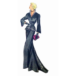 Vintage 102cm/41&quot; bust size late 1940s evening dress / prom dress / ball gown sewing pattern.