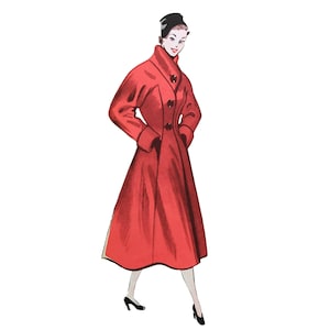 vintage 98 cm/38,6&quot; taille de buste modèle de couture de manteau d&#39;hiver à manches raglan des années 1950