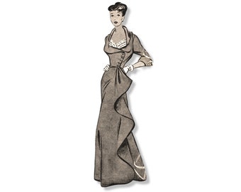 Vintage 96cm/38" bust size late 1940s mother of bride or evening dress / prom dress / ball gown sewing pattern.