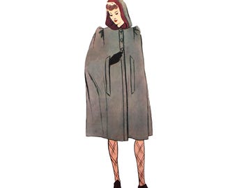 Vintage Sewing Pattern 1940s 40s Box Coat Oversized Jacket