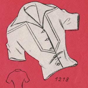 Vintage 96cm/ 38&quot; bust size 1940s short sleeve summer blouse sewing pattern.