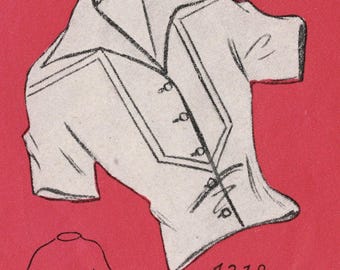 Vintage 96cm 38" bust size 1940s short sleeve summer blouse sewing pattern.