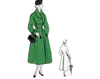 Vintage 104cm/41&quot; bust size 1950s autumn princes seam double breast coat sewing pattern