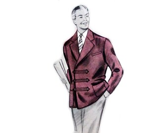 Menswear vintage 112cm / 44" chest size vintage 1950s classical straight cut mens jacket /blazer sewing pattern