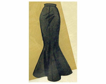 Vintage 74cm/29" waist size 1950s floor length formal wear maremaid skirt sewing pattern