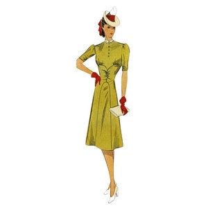 Vintage 96 cm/38&quot; Oberweite Sommerkleid Schnittmuster 1940er Jahre