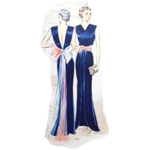 Vintage 88cm/34" bust size 1930s sleeveless open back long evening gown/ formal dress sewing pattern.