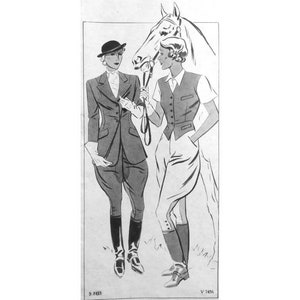 Vintage 96cm/38&quot; bust size 1930s 3-piece horse riding suit: jacket, waiscoat and trousers /riding jacket and jodhpur pants sewing pattern.