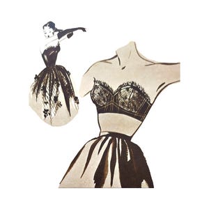 Vintage 92cm 36"" bust size 1950s wide band strapless busthalter / bra sewing pattern