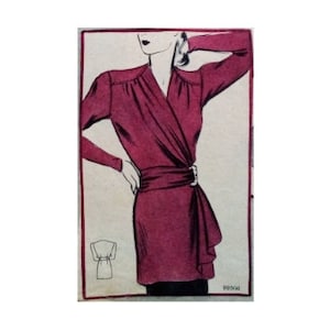 Vintage 102cm/ 40&quot; bust size 1940s long sleeve cross body / wrap blouse sewing pattern