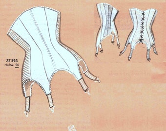 Vintage 38&quot;/96cm hip size 1950s paneled girdle sewing pattern
