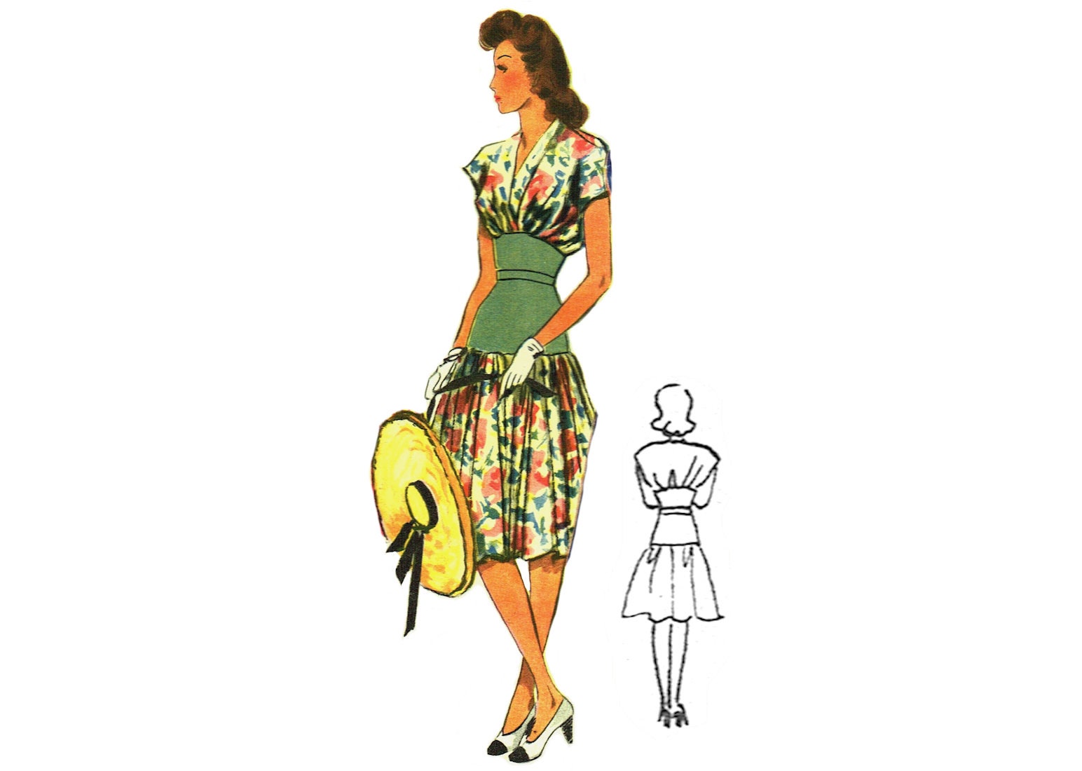 70s Lace-up Bodice Sundress With Tiered, Gathered Skirt, Bust 36 92 Cm,  Style 1940, Vintage Sewing Pattern Reproduction 