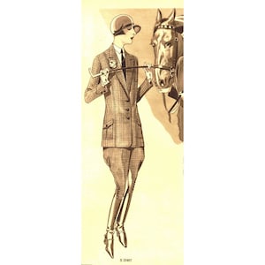 vintage 100 cm/39" buste taille 1920 s taille basse veste et culotte longueur genou femme costume d'équitation patron de couture