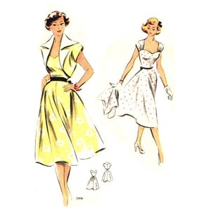 Vintage 86cm/34&quot; bust size 1950s short sleeve summer dress and bolero jacket sewing pattern.
