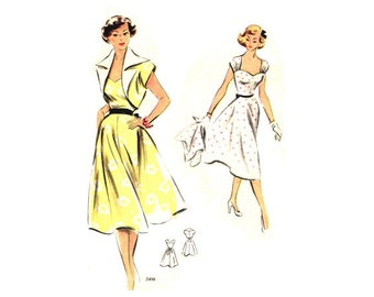 Robe Et Boléro Vintage 1954 - Patron McCalls B34 - Taille Unique (R2) - Neuf