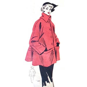 Vintage 102cm/40&quot; bust size 1940s swing coat/short coat sewing pattern.