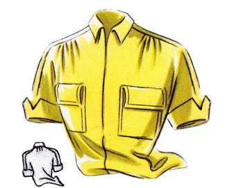 Vintage 98cm/38" bust size 1950s summer blouse /summer shirt sewing pattern