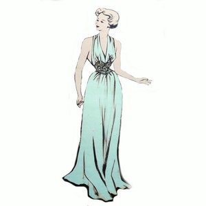 Vintage 92cm/36&quot; bust size 1940s floor length night slip, night dress sewing pattern.