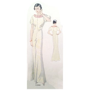 A vintage 104cm/41" bust size 1930s evening dress sewing pattern.