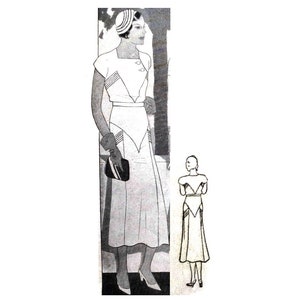 Vintage 102cm/40&quot; bust size early 1930s art deco day dress/ tea dress sewing pattern.