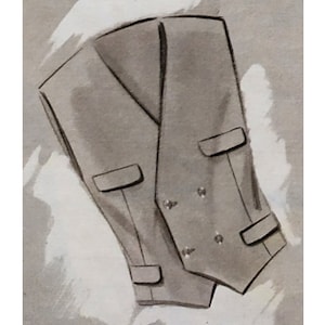 Menswear vintage 100cm/39&quot; chest size 1950s mens doublebreast waistcoat sewing pattern