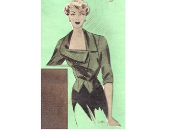 Vintage 102cm/40.16" bust size 1950s formal occasion blouse sewing pattern