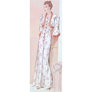 Vintage 90cm/35&quot; bust size late 1930s robe / house coat sewing pattern.