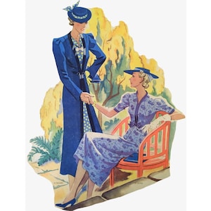A 47&quot;/120cm bust size vintage 1930s spring - summer coat sewing pattern.