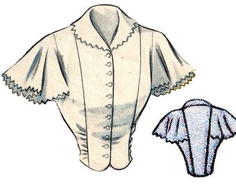 Vintage 98cm/38" bust size 1950s summer blouse /summer shirt sewing pattern