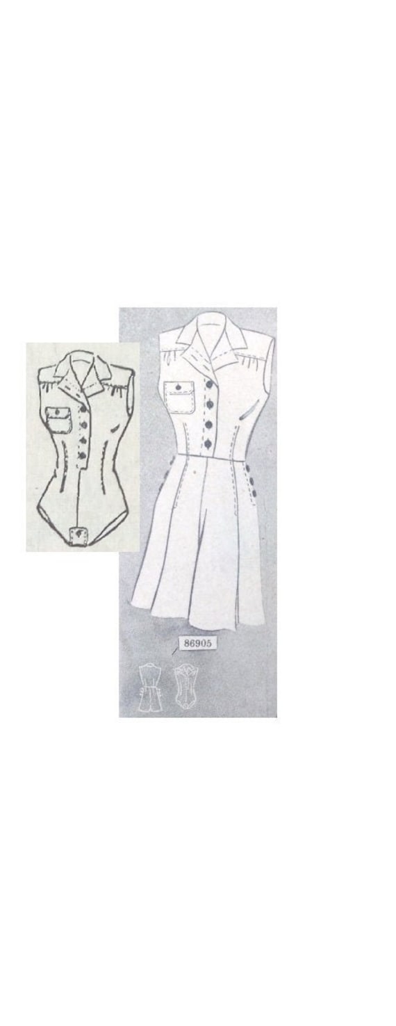 Vintage 96cm 38" bust size 1930s woman tennis dress /bodysuit / sports suit pattern.