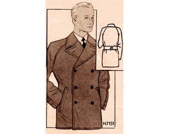 Schnittmuster für eine Herrenjacke mit Raglanärmeln, 104 cm Brustumfang, frühe 1930er Jahre