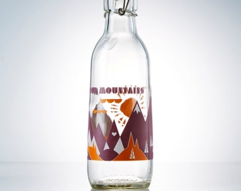 Love our Mountains Glass Water Bottle