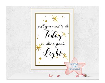 Shine Your Light, Spiritual Quote, Wall Art Printable, Home Decor, Inspirational Quotes, Inspirational Wall Art, Plumeria, Digital Prints,