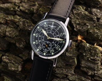 Soviet watch, Pobeda Aviator watch, rare watch, mens USSR watch, antique vintage watch, Navy watch