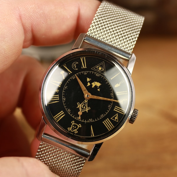 Soviet watch, Pobeda Masonic watch, ZIM watch, antique watch, vintage USSR watch, retro mens watch