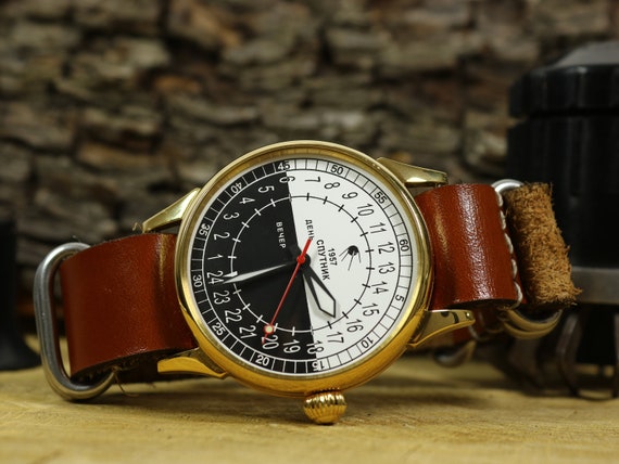 Ingrijpen Onweersbui Reiziger Sovjet-horloge Raketa 24 uurs horloge horloge Sputnik | Etsy