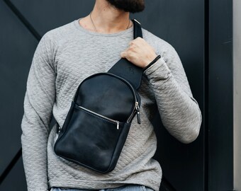 Black sling bag men sale