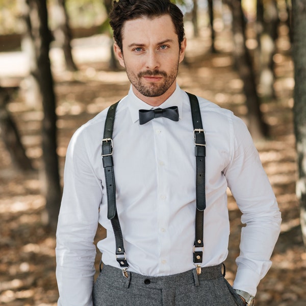 mens burgundy suspenders and bow tie