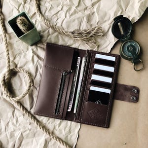 Cartera para hombre personalizada, tarjetero largo y delgado con bolsillo para monedas, billetera plegable de viaje, monedero con grabado de motociclista, regalo de tercer aniversario