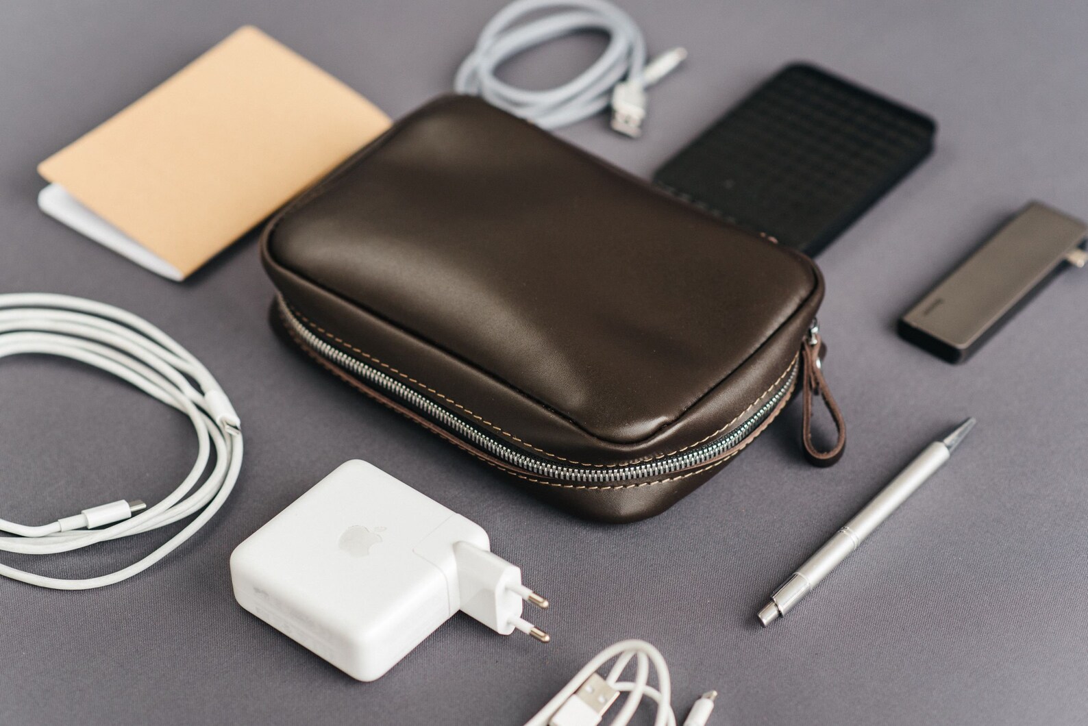 Travel Cable Organizer Leather Charger Storage Case for Etsy New Zealand