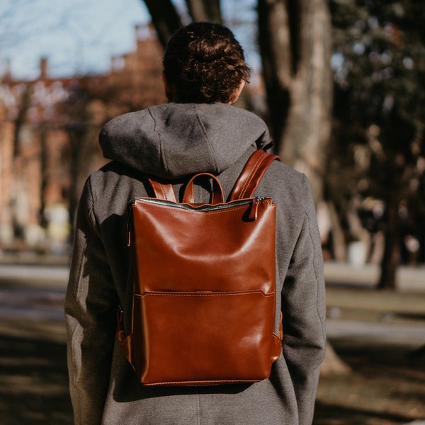 Cognac Leather Backpack main image 1