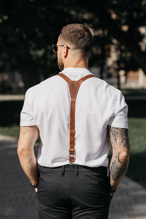 Vintage Leather Suspenders, Handmade Y-back Straps, Adjustable Fit, Men's Formal  Wear, Wedding Braces - Etsy Israel