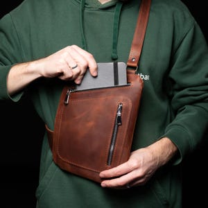 Custom Engraved Crossbody Purse, Rustic Leather Sling Fannypack Bag, Personalized Shoulder Bum Bag, Gift for Boyfriend