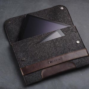 Wool Leather Laptop Sleeve, Personalized iPad 10.5 Case, Samsung Tablet Cover, iPad Air Mini Bag