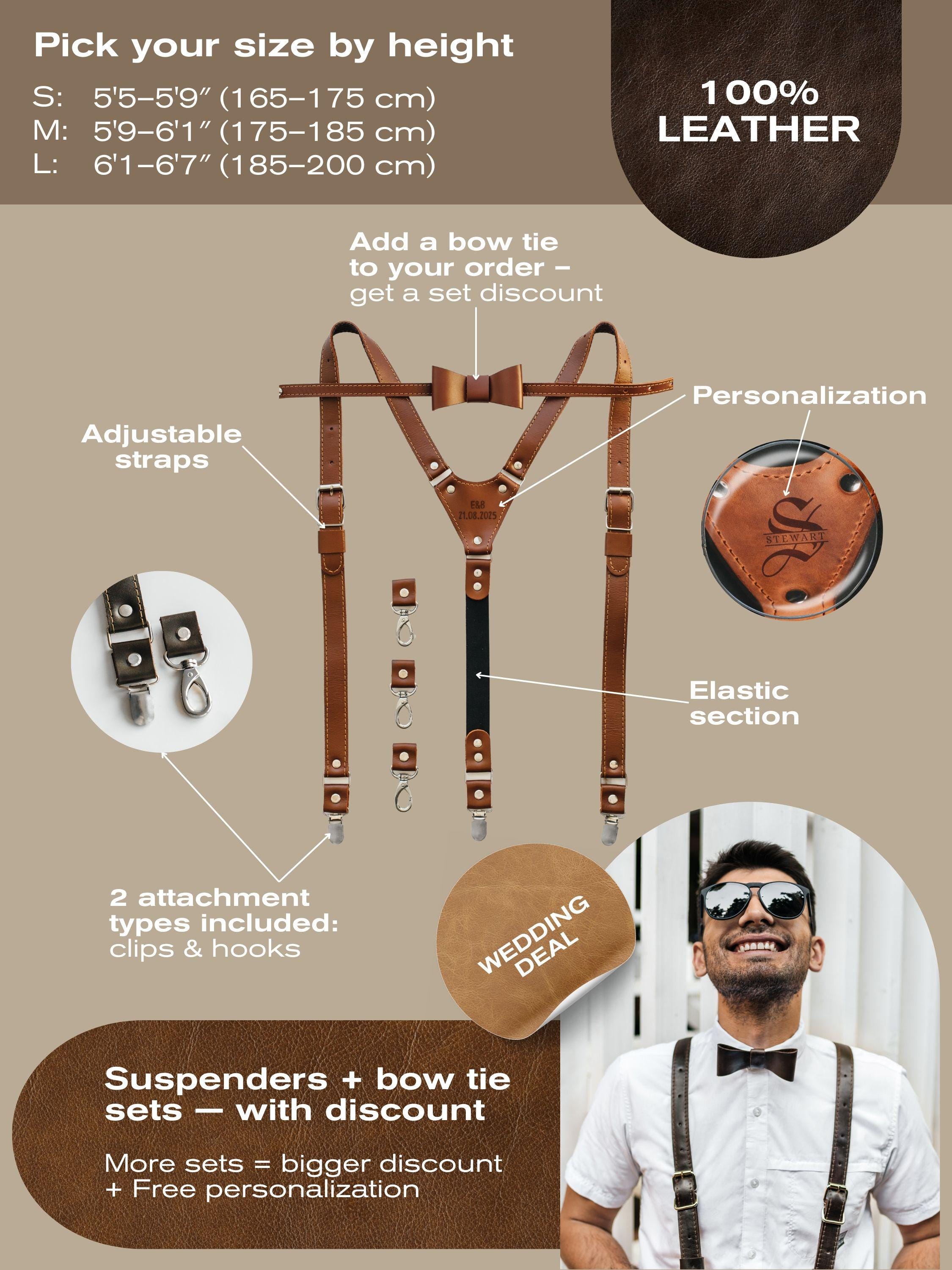 Wedding Suspenders & Bow Tie, Groomsmen Gift Set, Formal Outfit, Best ...