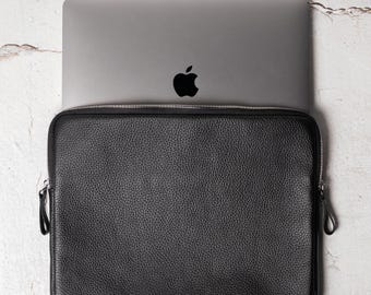 Stylish 15 Inch Leather Laptop Sleeve, Slim Protective Case, Professional Business Bag, Personalized Laptop Charge Bag, Gift For Boyfriend