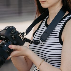 Genuine Leather Camera Neck Strap with Custom Name Engraving, Travel Accessory, Photographer Gift, Holiday Present