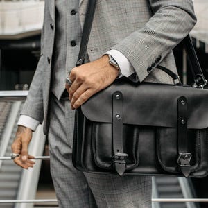 Porte-documents de bureau pour homme en cuir noir personnalisé, sac pour ordinateur portable, sac messager, sac de travail, cadeaux de fête des pères, cadeau pour papa