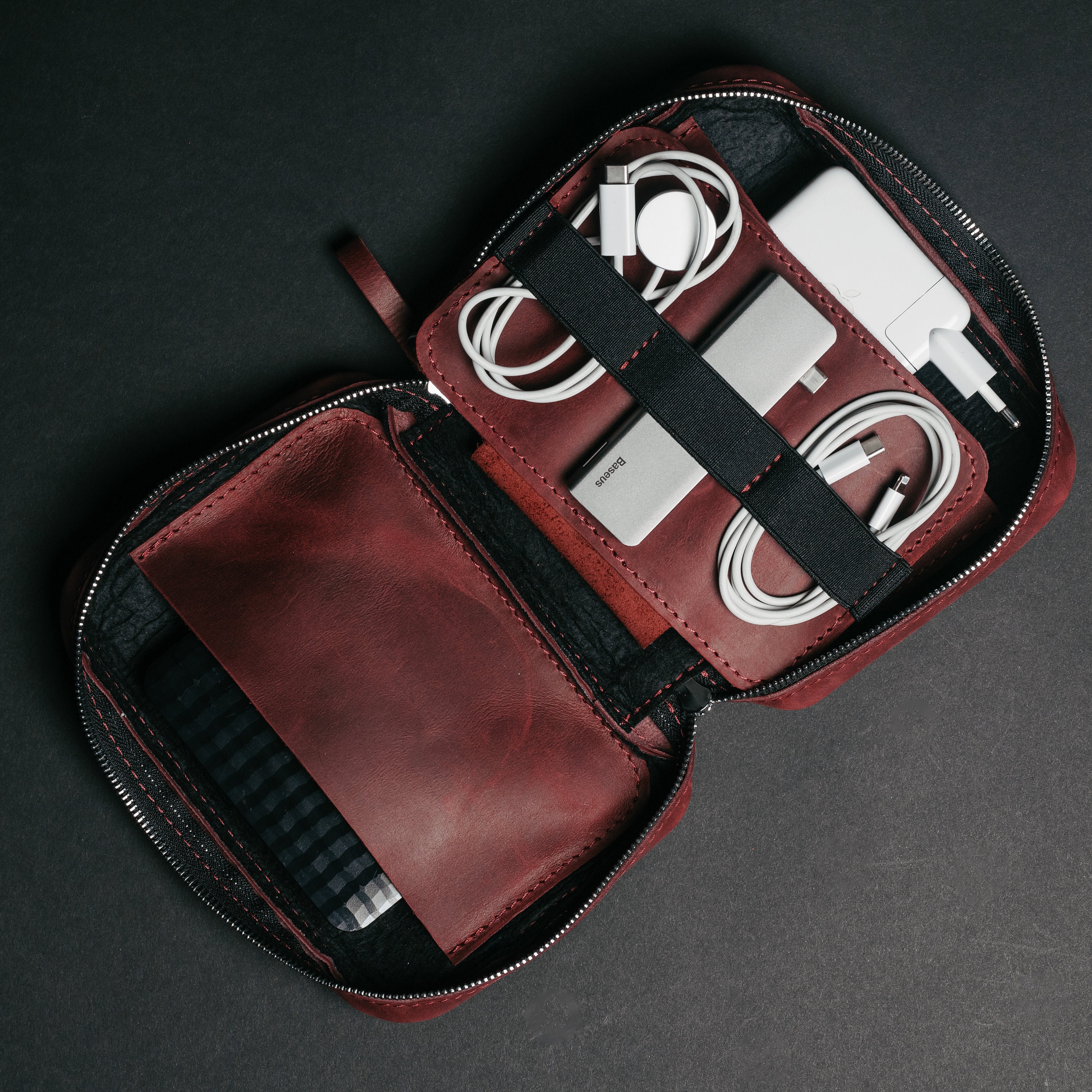 Tech pouch leather sale
